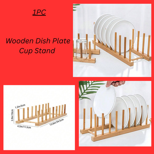 Wooden dish plate cup - wooden, stand